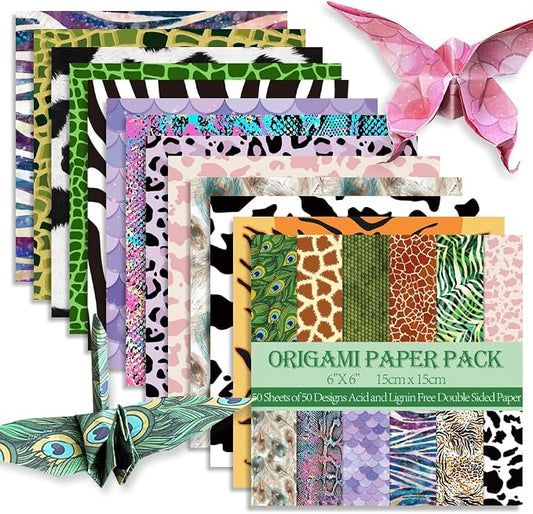 6x6" Origami Paper,50Sheets Double Sided Colored Paper,Square Craft Paper