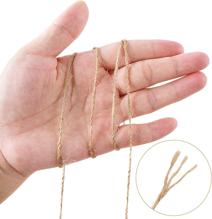 KINGLAKE Natural Jute Twine String - 1969 Feet 2mm Twine String for Crafts