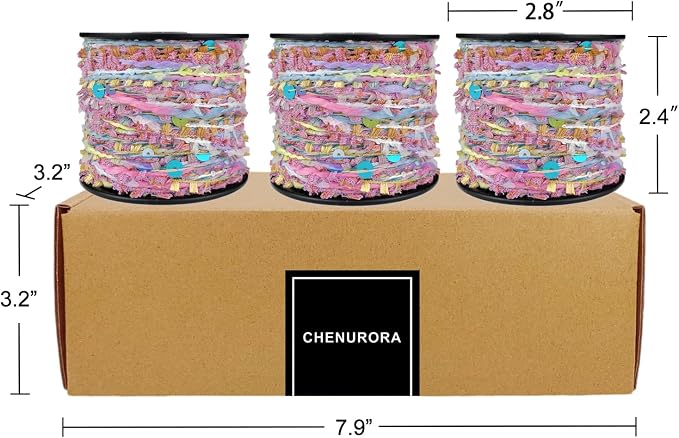 Artisanal Yarn Collection Multifiber Fancy Yarn with Colorful Sequins for Knitting Crocheting Crafts DIY, Set of 3 Rolls (Fairy Tale)