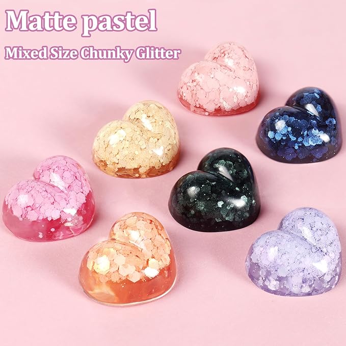 Renfio Matte White Chunky Glitter,1.76oz/50g Mixed Resin Glitter for Craft