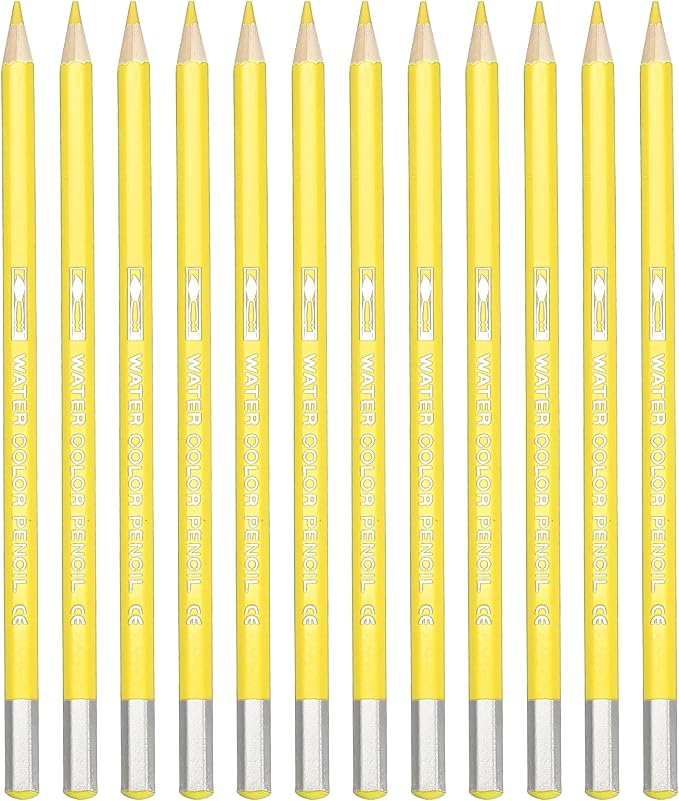 PATIKIL Watercolor Pencil, 12Pcs Water Soluble Pencils for Blending, Coloring, Sketch Drawing, Painting, Yellow