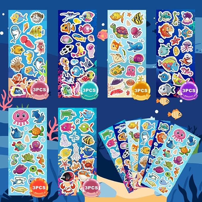 36 Sheets Ocean Stickers for Kids, 700+ Under The Sea Fish Animal Stickers | Ocean Stickers for for Scrapbooking, Water Bottles, Kids Party Favors,Crafts Decorations