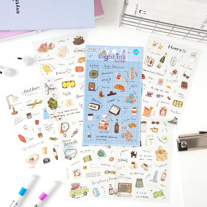 680 Pcs Daily Planner Stickers for Scrapbooking Diary Bullet Journal Notebook Card Making Water Bottle, 24 Sheets Hand-Drawn Monthly Weekly Daily Journal Stickers for Adults and Teens