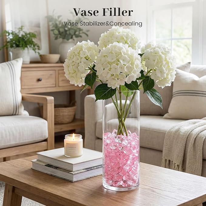 DomeStar 150 PCS Pink Fake Ice Rocks, Vase Fillers for Home