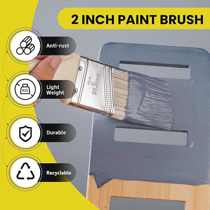 Mister Rui 3-Pack 2 Inch Angled Paint Brushes, Sash Brushes for Trim & Wall | Synthetic Edging Paint Brush Short Handle, Smooth Finish for Professional & DIY Use Cabinets & Furniture, Oil & Latex Paint