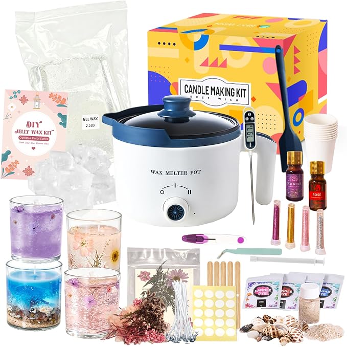 DIY Jelly Wax Candle Making Clear Kit for Adults with Jars