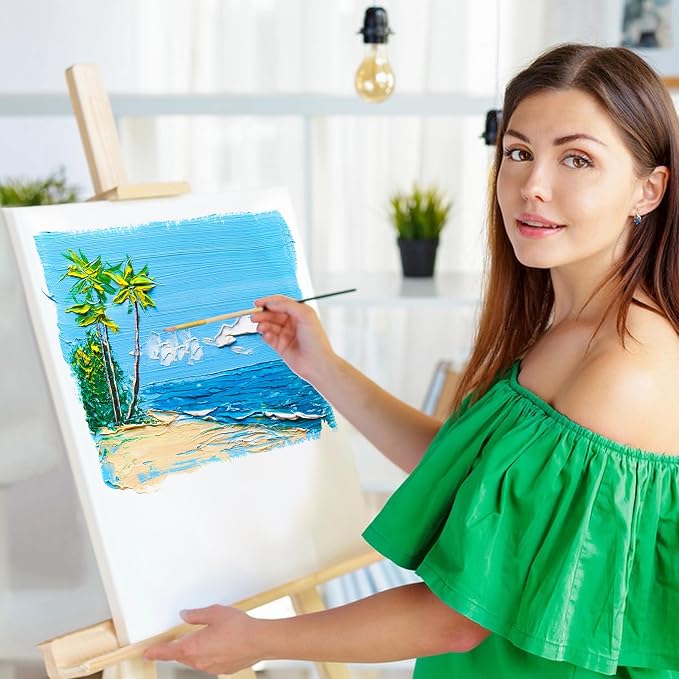12 Pack Stretched Canvases for Painting, Multi Size Canvas 11x14, 8x10, 5x7, 4x4, Round Canvas with 8x8,10x10, Cotton Primed Paint Blank Canvas for Oil Paint, Acrylic Paint, for Beginners, Artists.