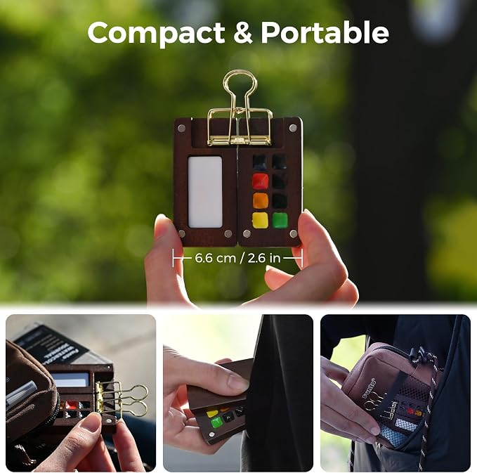Funto Mini Watercolor Travel Set, 8-Color Portable Craft Kit for Artists