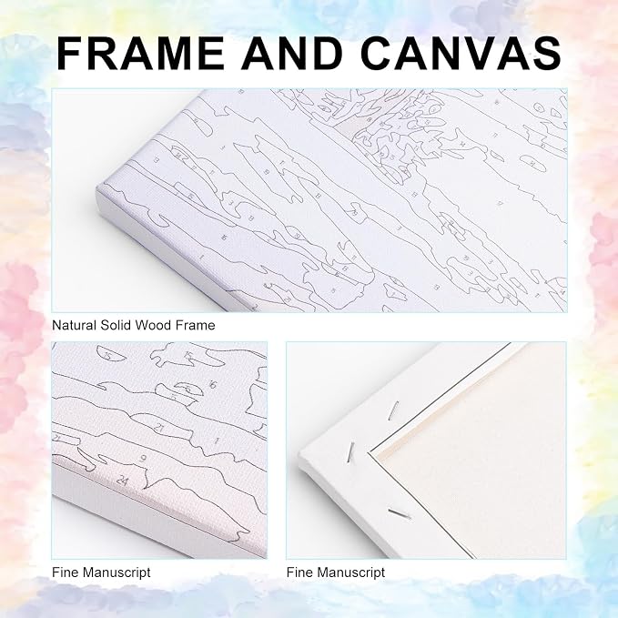 Yezavesu Bear Framed Paint by Numbers Kit for Adults Beginner | With Frame Canvas 12x16 Inch, DIY Acrylic Painting by Numbers Bear, Stress Relief Craft Kits, Home Wall Decor Gift
