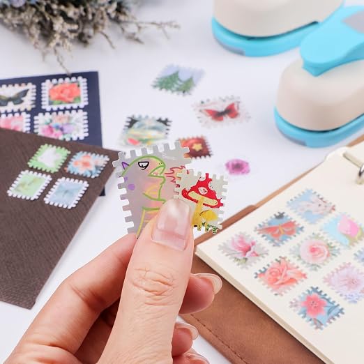 BAOFALI Stamp Puncher 0.8x0.7 inch Stamp Punch Rectangular Postage Stamp Punch |Stamp Hole Puncher| Lever Action Paper Punches for Scrapbooking Journaling Card Making