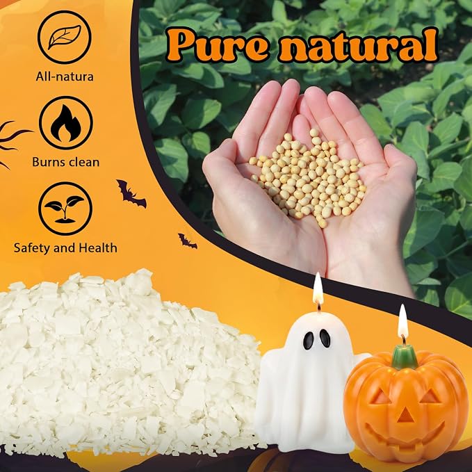 SACATR 5LB Halloween Candle Making Kit with Pumpkin & Ghost Silicone Molds