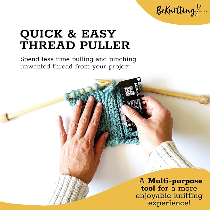 BeKnitting Knitting Needle Gauge Sizer Tool for Knitting Needles & Crochet Hooks, Yarn & Swatch Ruler - Sitch Saver | Holiday Gifts, Gift-Ready Box