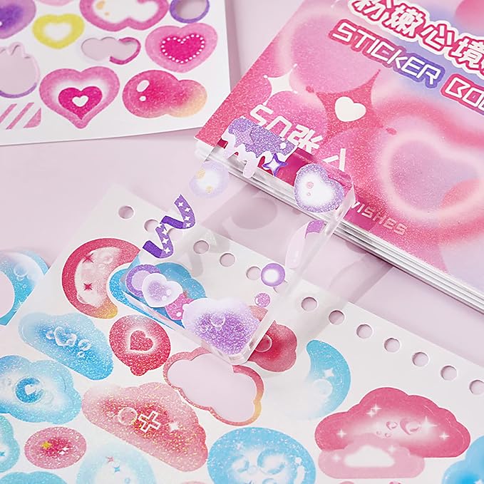 2300PCS Scrapbook Stickers Cute Butterfly Stars Heart Stickers Self Adhesive Korean Bows Ribbons Stickers Book for Kids Girls Boys Aesthetic Craft Scrapbooking Junk Journal Diary 50-Page
