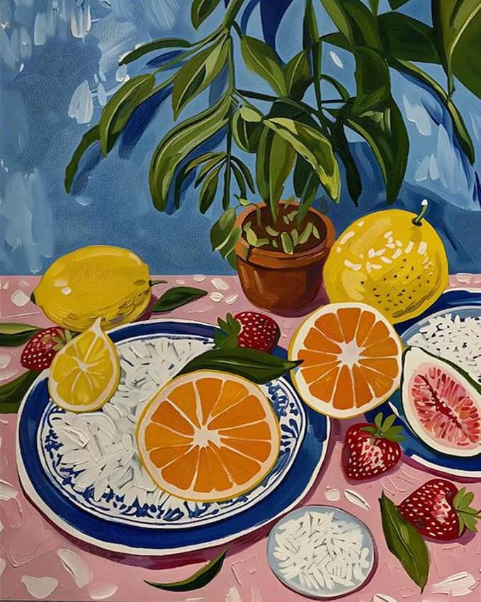 5DDIYART Paint by Numbers for Adults Beginner,Citrus Lemon Fruit Paint by Number Kits on Canvas Without Framed,Paint by Easy Acrylic Painting Home Wall Decor 16x20inch
