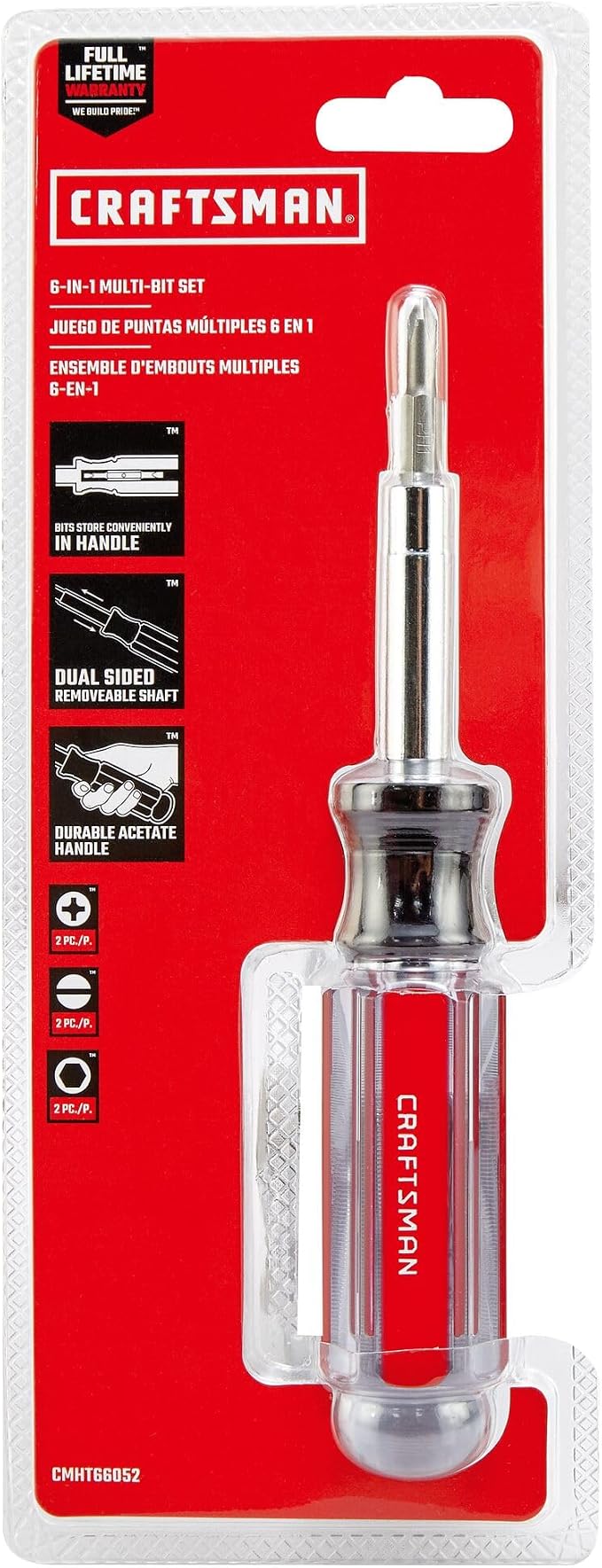 CRAFTSMAN Screwdriver Multi-Bit Set, 6 in 1, Acetate Handle (CMHT66052)