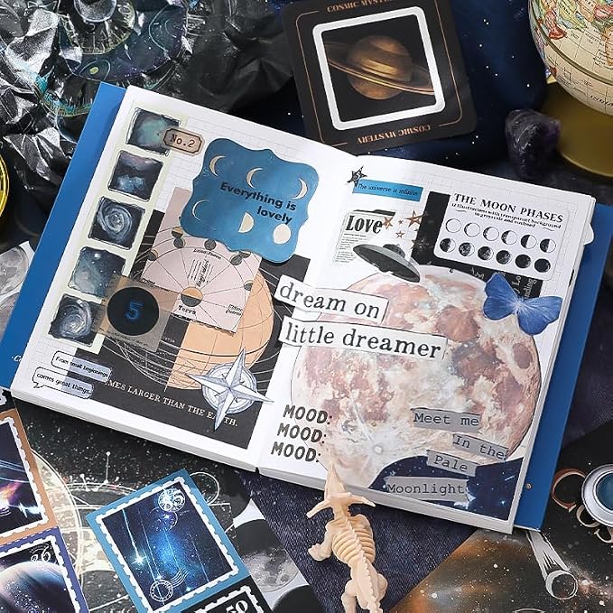 Scrapbooking Supplies Kit, A6 Grid Notebook, Vintage Junk Journaling Kit