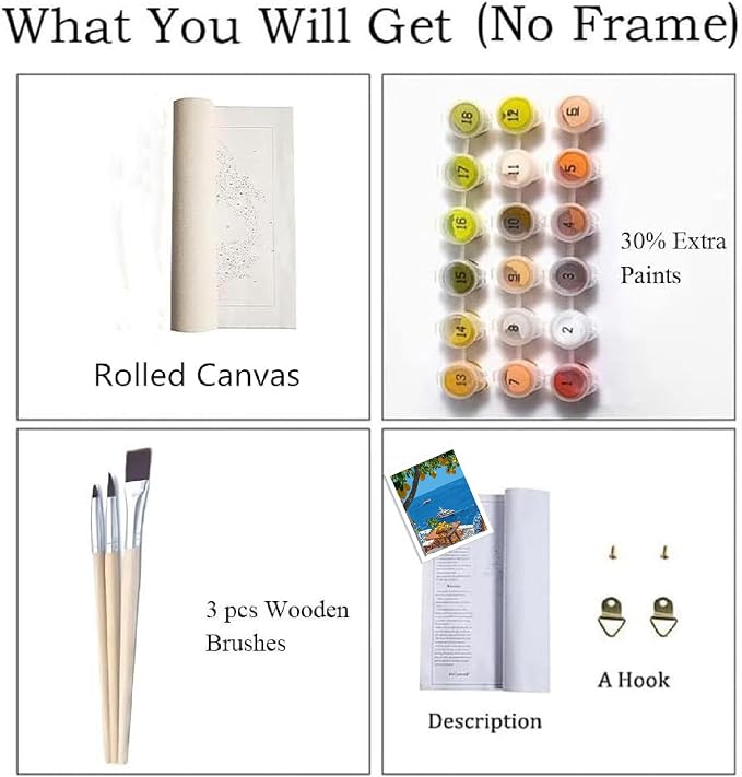 ZRIZQ Paint by Numbers Kit for Adults Beginner,Lemon Tree Sea,16x20 | Full set with wooden brushes,rolled canvas,rich paints.Calming activity.Beginner friendly.Just open and paint.
