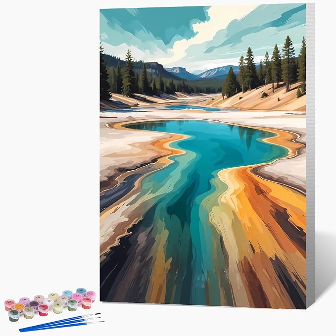 National Park Paint by Numbers Kit for Adults Beginner with Frame, Easy Landscape Adult Paint by Number Kits on Canvas, DIY Acrylic Number Painting for Adults for Home Decor for Gift 8x12 Inch
