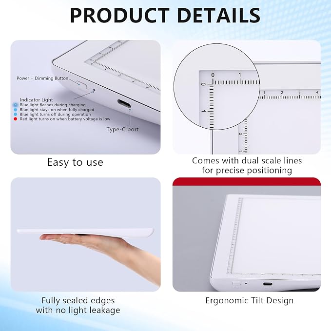 Ropoloogy LED Light Board with Clear Self Healing Cutting Mat 10"x13"