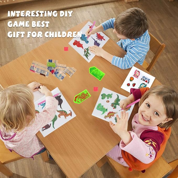 Labeol Diamond Art Kits for Kids Boys and Girls Ages 6-8-10-12 Easy to DIY Creative Diamond Art Sticker Craft by Numbers Kits for Kids and Adult Beginners (Dinosaur)
