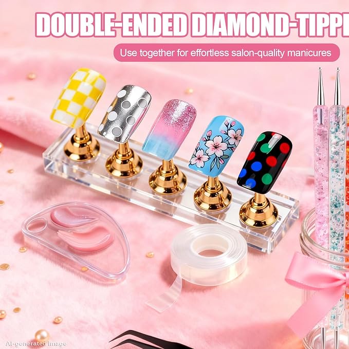 Artdone Nail Art Brushes With Nail Stands Nail Art Tool Set, Dotting Tools, Dust Brush,Striping Brushes for Long Lines, Drawing Pen For Gel Polish Design supply
