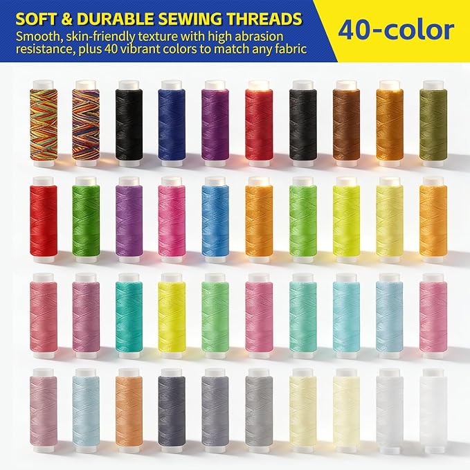IOGOG Sewing Kit for Adults, 241 Pcs Complete Needle and Thread Kit with Heavy-Duty Fabric Scissors, 40XL Color Threads, Tailor Pens & Sewing Needles for Home Mending, Travel, Beginners