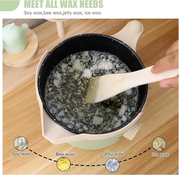 TOAUTO 3Lbs Wax Melting Candle Melting Pot Handheld with 2 Power Adjustment | Green Handheld Wax Melting Pot,Easy Pouring Spout ,Non-Stick Coating for Candle DIY Hobbyist