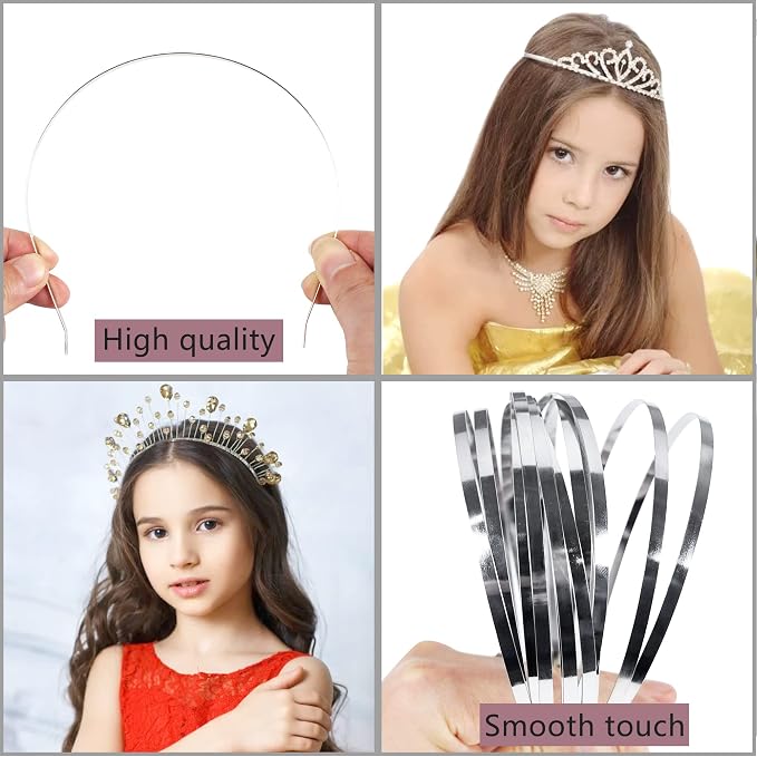 24 Pcs Smooth Metal Blank Headband DIY Craft Wire Frame Hairband for Women