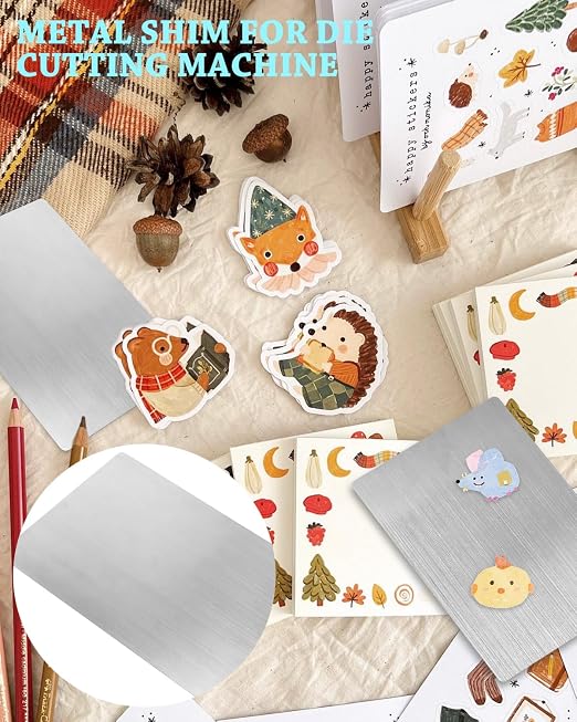 UCEC 3Pc Cutting Pad & Metal Shim Set, 2 Plates 8.75x6in & Shim for Die Cut | Clear Cutting Plates & Stainless Steel Metal Shim for Die Cutting, Scrapbooking & Embossing Crafts, 8.75x6in & 8.5x6in, 3 Pcs