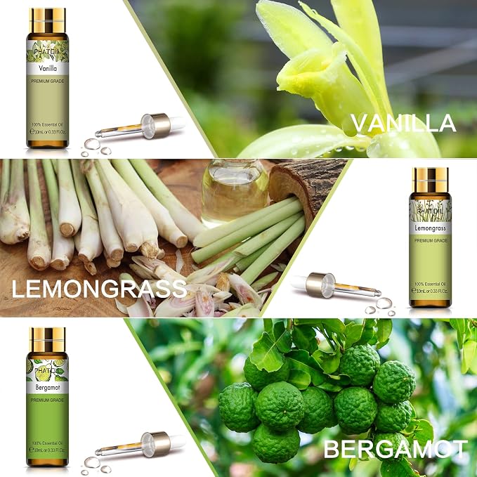 PHATOIL Essential Oil Set for Skin Care, Massage, Diffuser, Aromatherapy