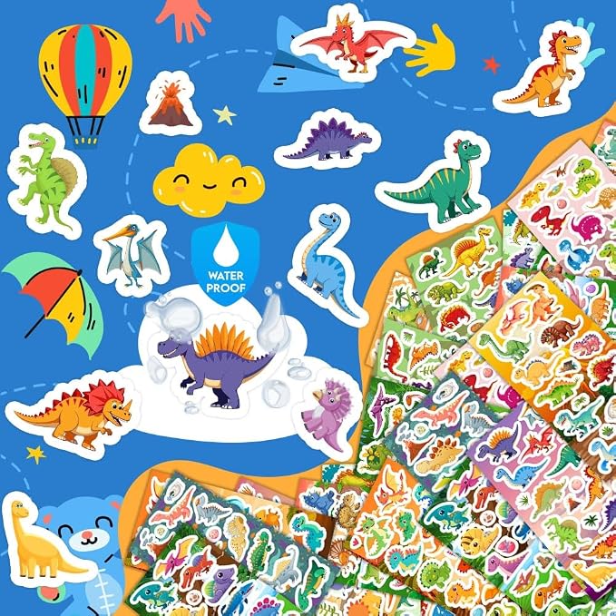 36 Sheets Dinosaur Stickers for Kids, 600+ Cute Dino Stickers | Dinosaur Stickers for Scrapbooking, Teachers Rewards, Goodie Bag Stuffers, Birthday Prizes