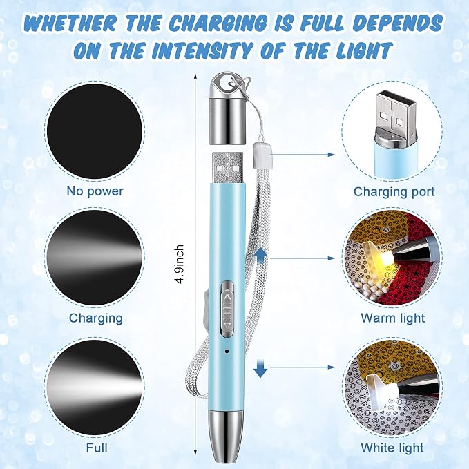 Chuangdi 2 Pcs Diamond Painting Art Drill Pen with Light,Blue, Green