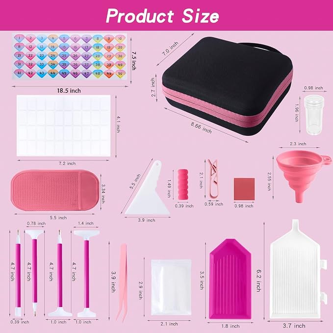 LYMUSUMI 30 Slots Diamond Art Storage Containers Diamond Painting Tools | Portable Bead for Adults Storage Boxes for Diamond Painting Accessories and Tools（Pink）