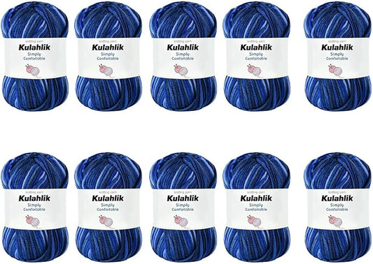 500g(10x50g) Acrylic Yarn for Crocheting and Knitting, Colorful Gradient Yarn Thread, 10 Rolls Skeins, Multicolor Hilo Acrílico, Perfect for DIY Crafts Project