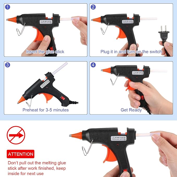Zhengmy 12 Pcs Mini Hot Glue Guns 20W Low Temp Burn Protection,Black
