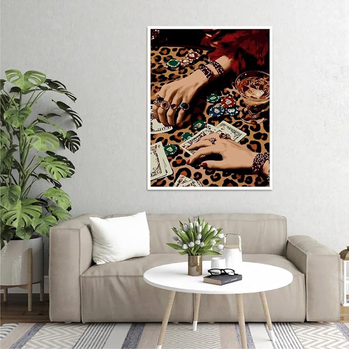 Paint by Numbers Kit for Adults,Leopard Disco Paint by Number 16x20 In | Paint by Number for Beginner,Adult Paint by Number,HD Color Canvas,DIY Tool Kits,Stress Relief Craft,Great Gift,Without Frame