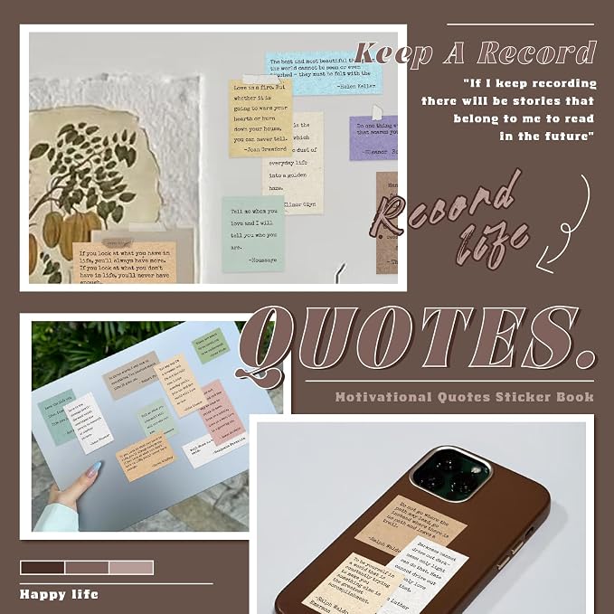 Bomichi Scrapbook Supplies - 24 Sheets 246 Pcs Word Quote Stickers, Junk Journal Supplies for Scrapbooking, Bullet Journal, DIY Craft Card Making