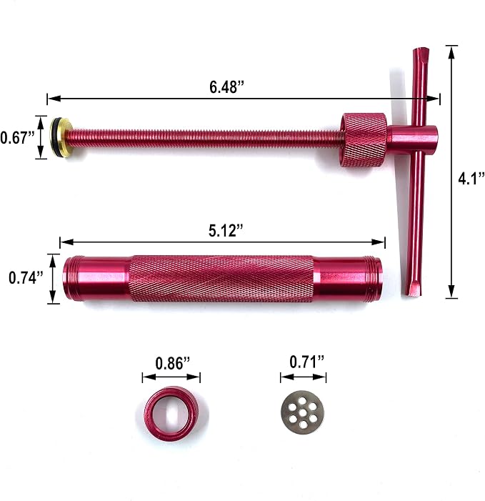HEVERP Stainless Steel Clay Extruders Sugar Paste Extruder Cake Fondant Decorating Tool Set (Red)