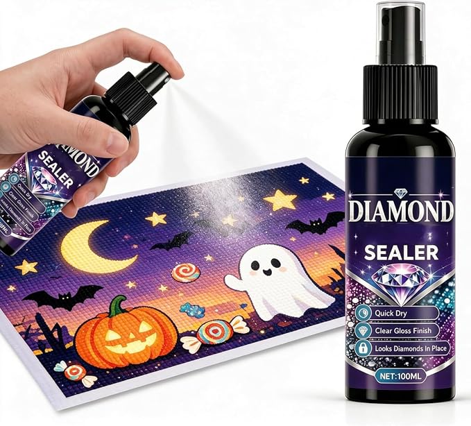 Diamond Art Sealer Spray Accessories 100ml, 30 Minutes Fast Drying, Secure Diamond Fixing & High Gloss Finish, Diamond Art Tools & Accessories, Simple Spray Application, No Brush Required (1 Pack)