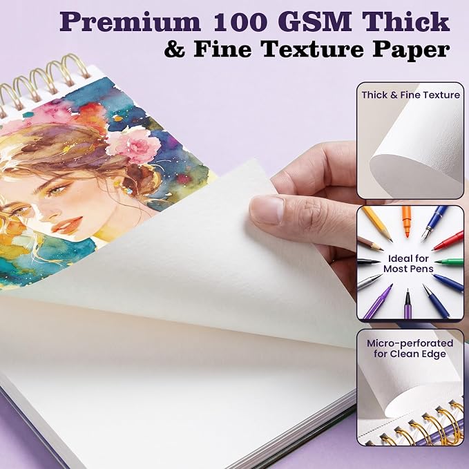 Blank Notebook Journal, Hardcover Sketchbook, 300 Page No Bleed Thick Paper