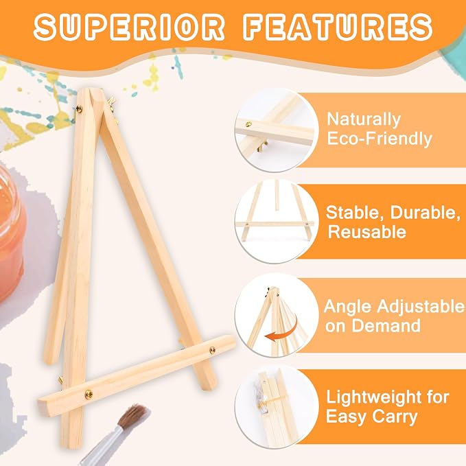 15 Pack 9 Inch Wood Easels, Tripod, Table Top Easels for Painting, Art Crafts Painting Party Easel, Student Tabletop Easels Stand for Painting, Portable Mini Canvas Photo Picture Sign Holder