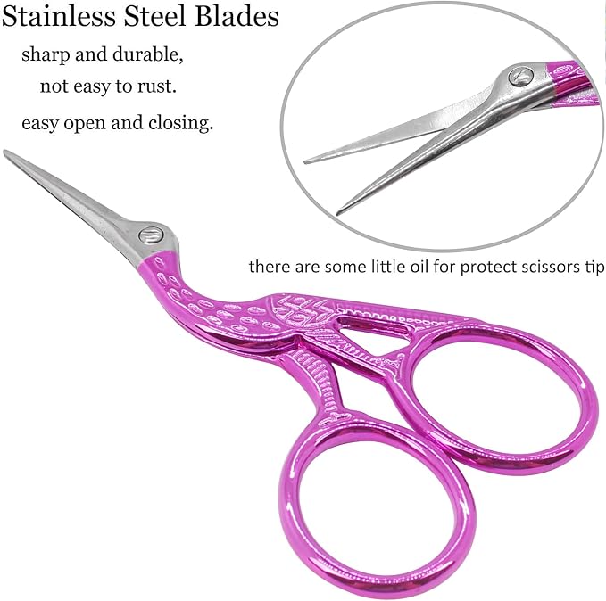 BIHRTC 3.6" Little Bird Scissors with Artificial Leather Cover for Crafts | 3.6 Inch Scissors with Faux Leather Protective Pouch for Sewing,Embroidery,Cross Stitch,Needlework,Handcraft,Art Projects