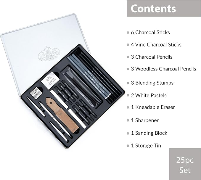 Essentials(TM) Medium Charcoal Art Set W/Tin