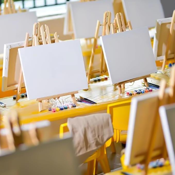 ESRICH 12 PCS 16in Wood Easels, Tabletop Easel for Painting Party | Paint Easel for Display Canvas, Photos, Display Tripod Holder Stand for Students Kids