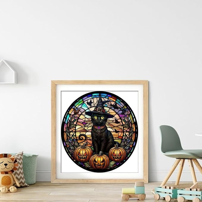 Halloween Cat Diamond Art Kits for Adults Diamond Painting Kit for Beginner