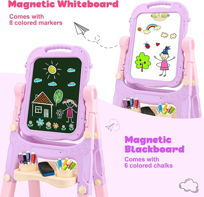 Toddlers Art Easel KidMagnetic White Board Chalk Board Toys 3 4 5 Year Girl Birthday Gifts