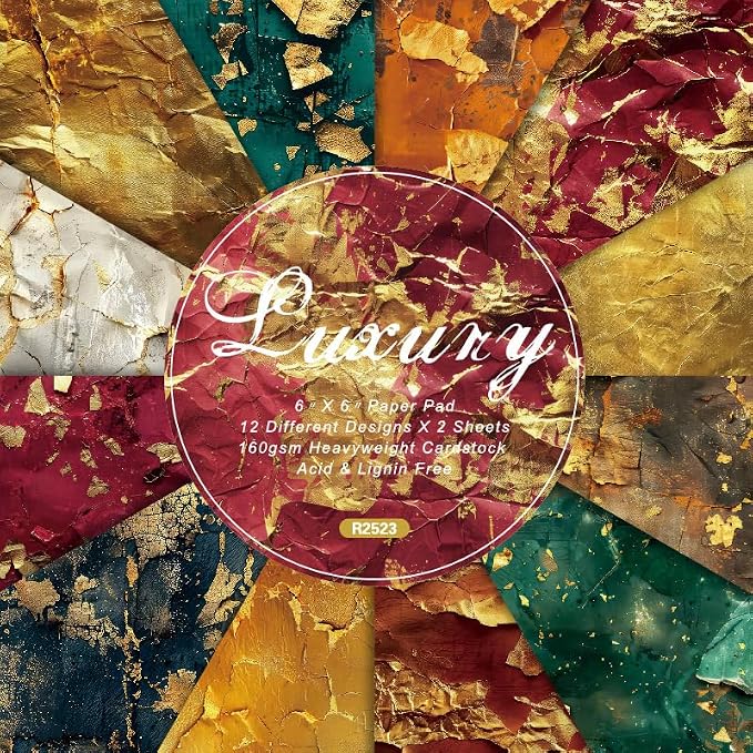 Scrapbook Paper - 24 Sheets 6"x 6" Scrapbooking Vintage Patterned Decorative Decoupage Paper Supplies for DIY Crafts Photo Album Cardmaking