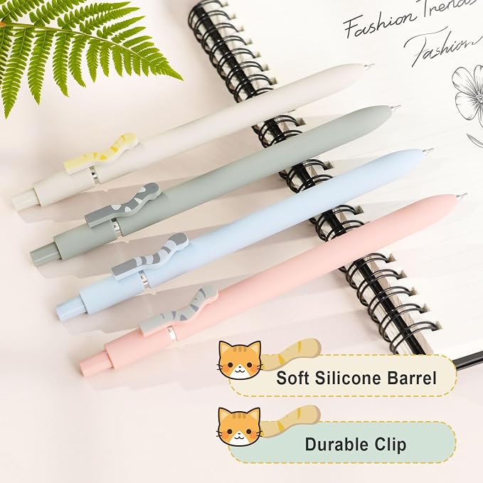 FIOVER Cat Pens, 8Pcs 0.5mm Black Ink Fine Point Pens for Journaling