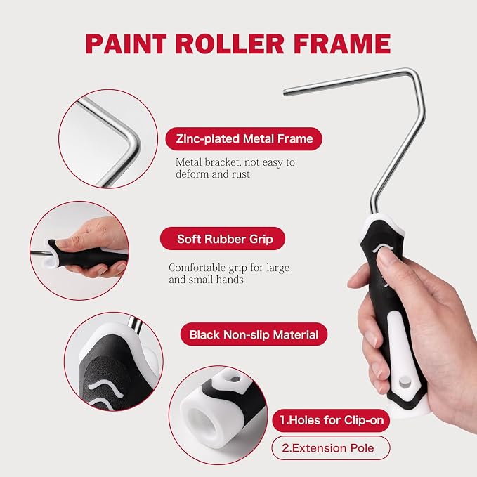 Mister Rui Mini Paint Roller Kit-13 Piece, Small Roller Paint Brush & Frame