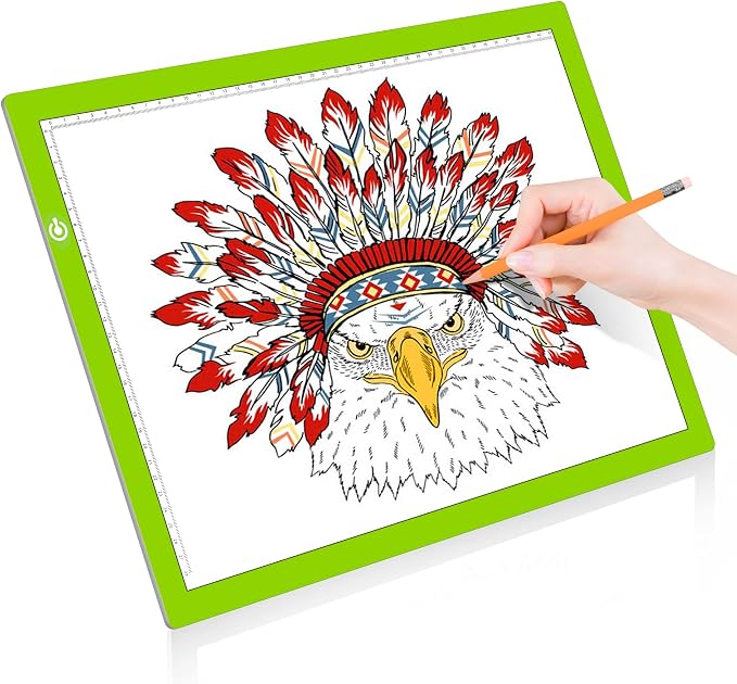 A3 Copy Light Board Tracing Box, Ultra-Thin Adjustable Drawing Tablet USB Power Artcraft LED Tracer Light Pad for Diamond Art Painting Accessories, Sketching, Animation, Quilting, Stenciling (Green)